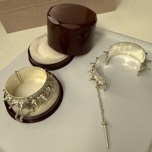 Set of Traditional Omani Silver Tribal Spike Bracelets (Banjiri Bu Shawka)